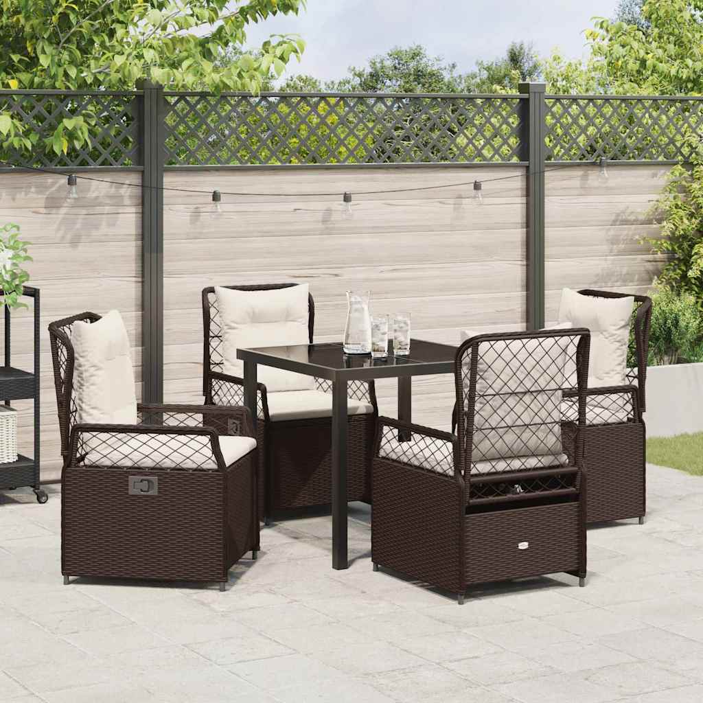 Have Spisebordssæt 5 pcs Brun polyrattan