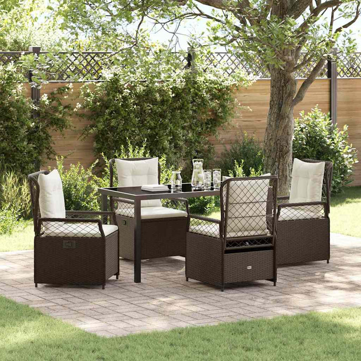 Have Spisebordssæt 5 pcs Brun polyrattan