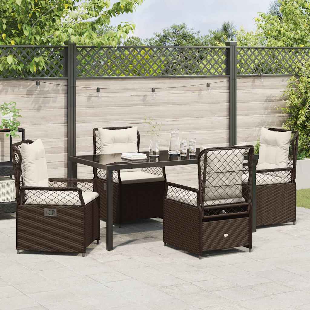 Have Spisebordssæt 5 pcs Brun polyrattan