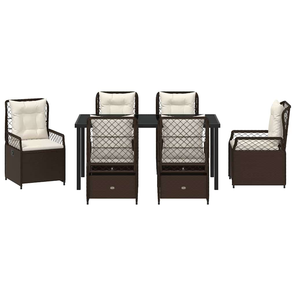 Have Spisebordssæt 7 pcs Brun polyrattan