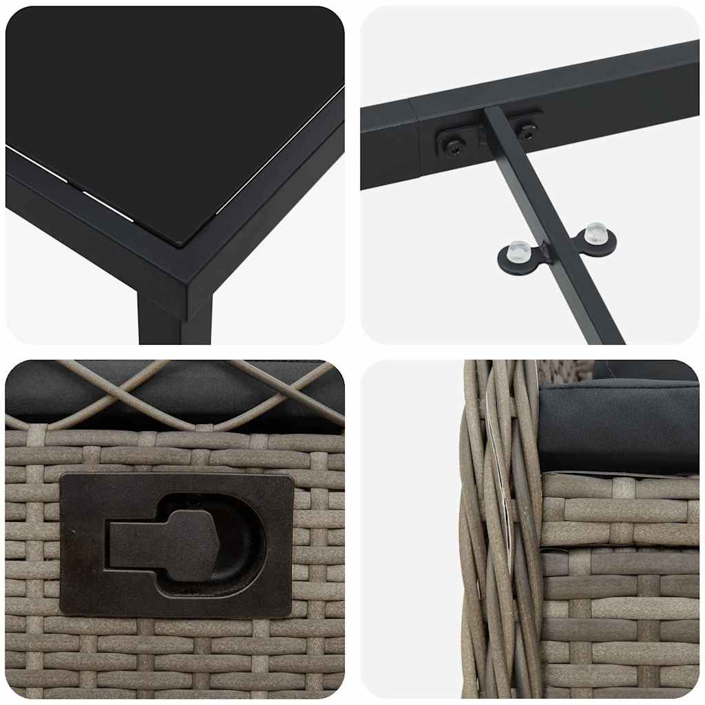 Have Spisebordssæt 3 pcs Grå polyrattan