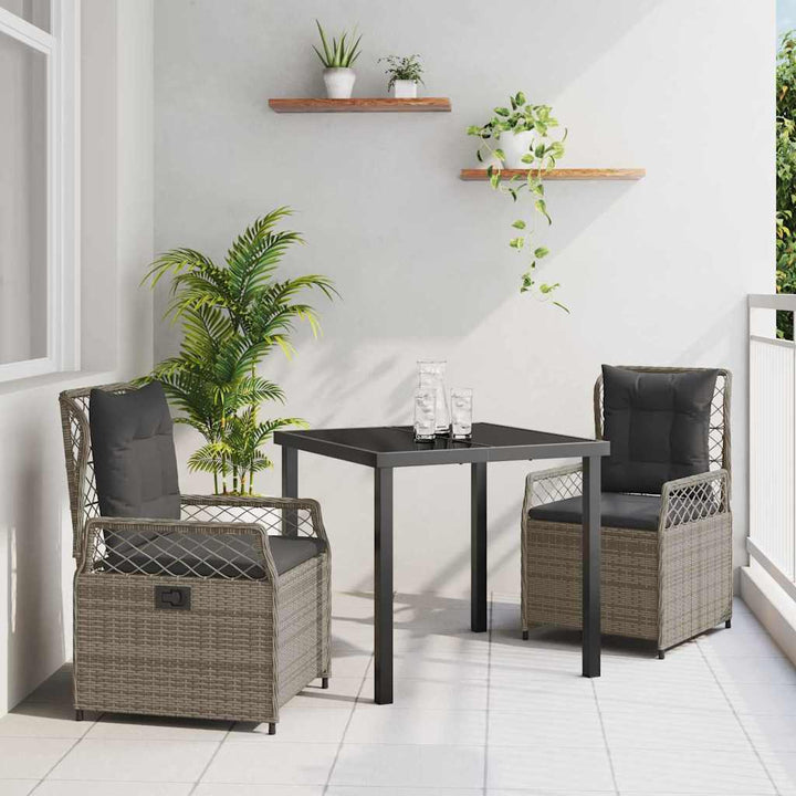 Have Spisebordssæt 3 pcs Grå polyrattan
