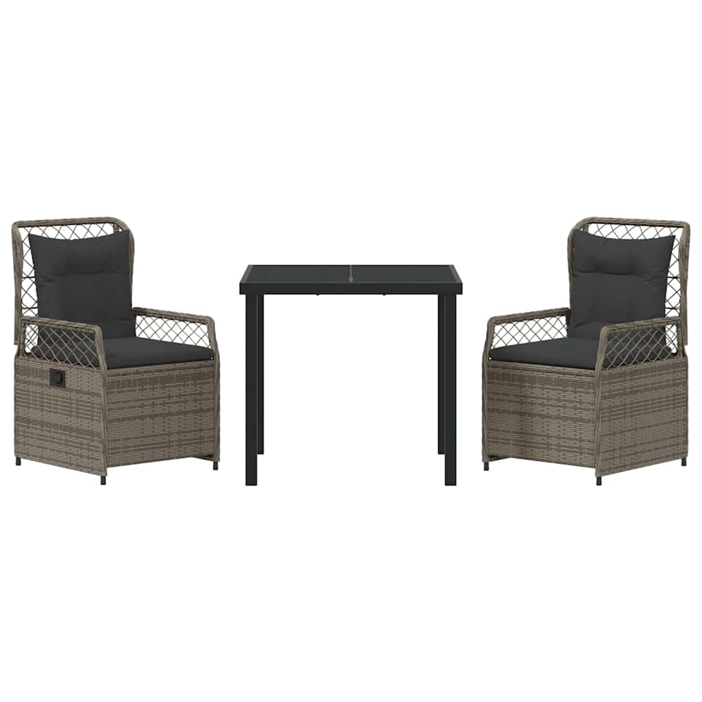 Have Spisebordssæt 3 pcs Grå polyrattan