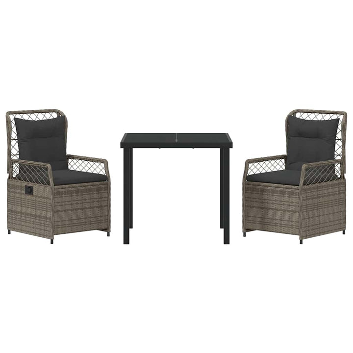 Have Spisebordssæt 3 pcs Grå polyrattan