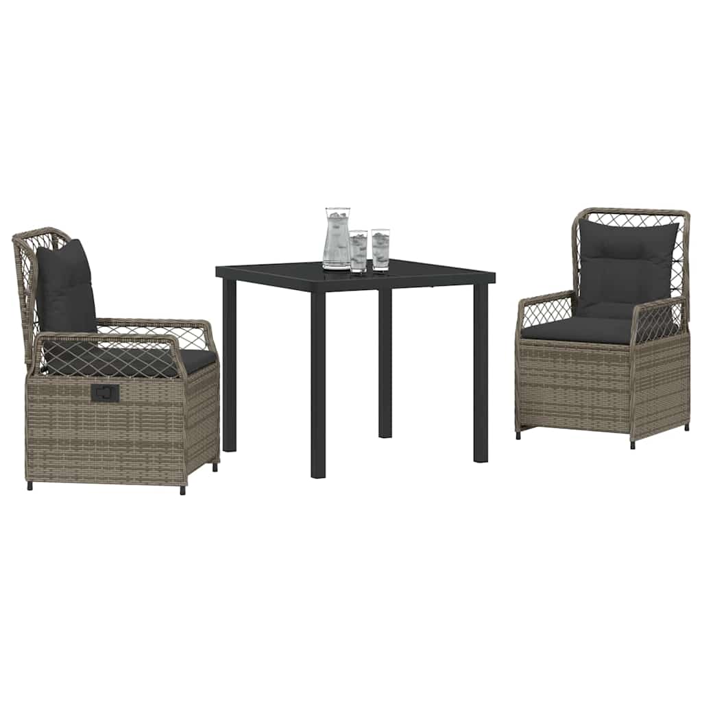 Have Spisebordssæt 3 pcs Grå polyrattan