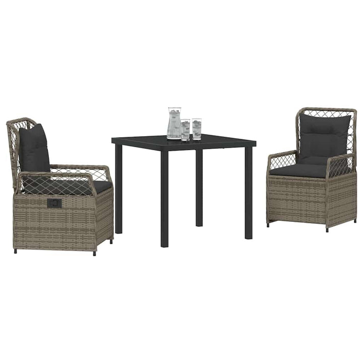 Have Spisebordssæt 3 pcs Grå polyrattan
