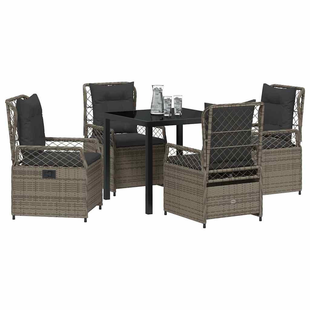 Have Spisebordssæt 5 pcs Grå polyrattan
