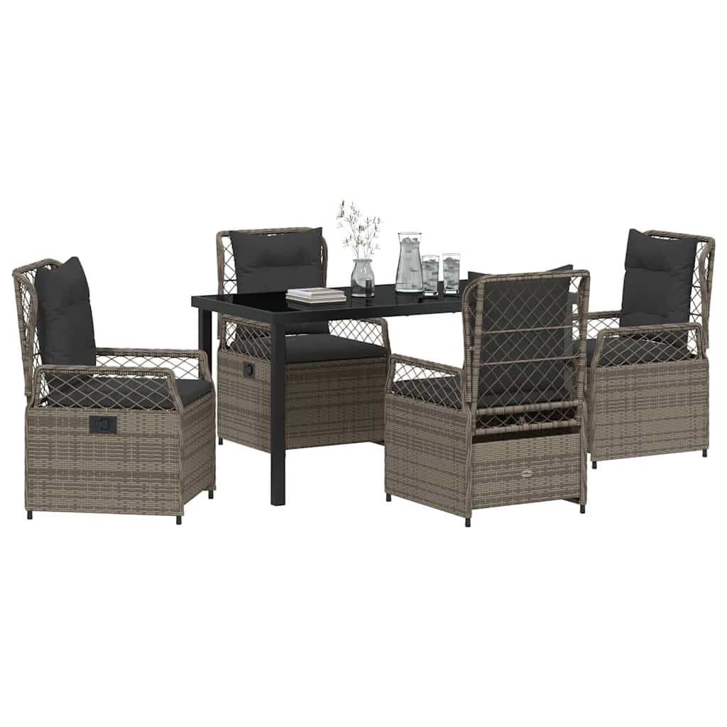 Have Spisebordssæt 5 pcs Grå polyrattan