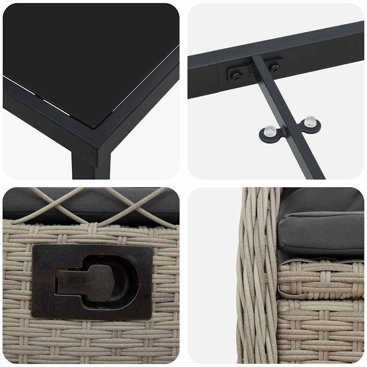 Have Spisebordssæt 3 pcs Lysegrå polyrattan