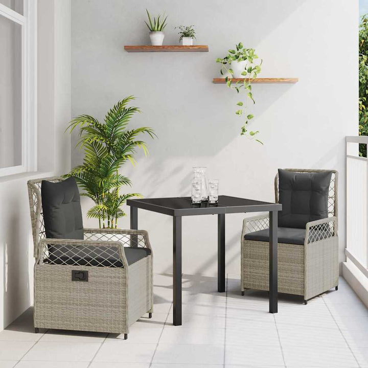 Have Spisebordssæt 3 pcs Lysegrå polyrattan