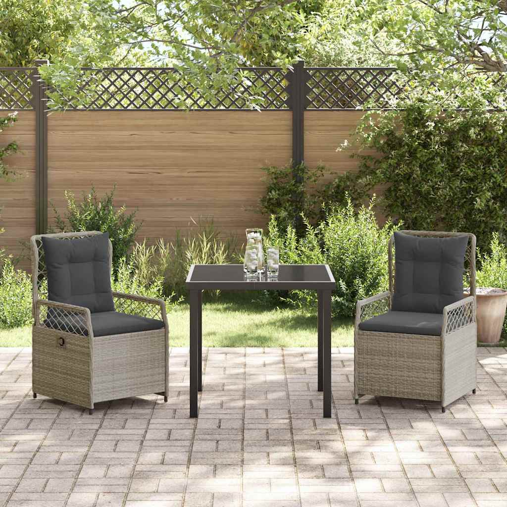 Have Spisebordssæt 3 pcs Lysegrå polyrattan