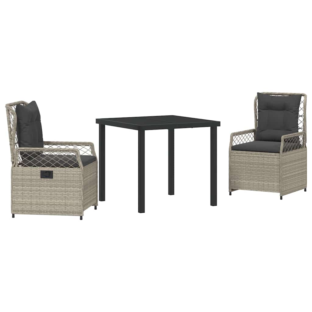 Have Spisebordssæt 3 pcs Lysegrå polyrattan