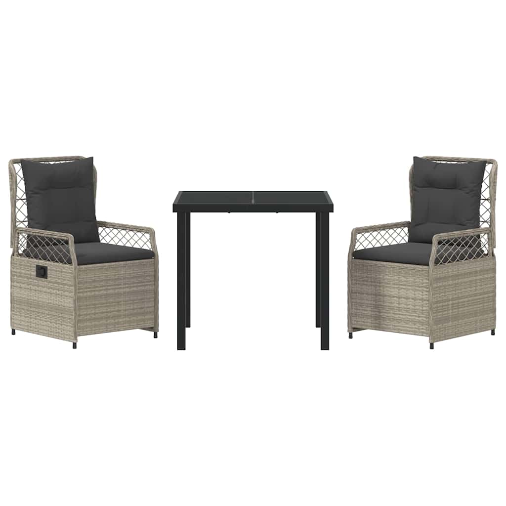 Have Spisebordssæt 3 pcs Lysegrå polyrattan