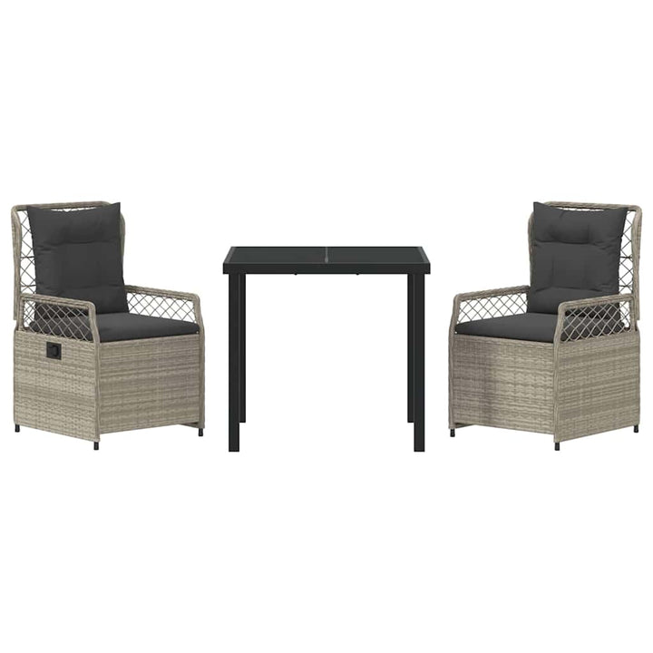 Have Spisebordssæt 3 pcs Lysegrå polyrattan