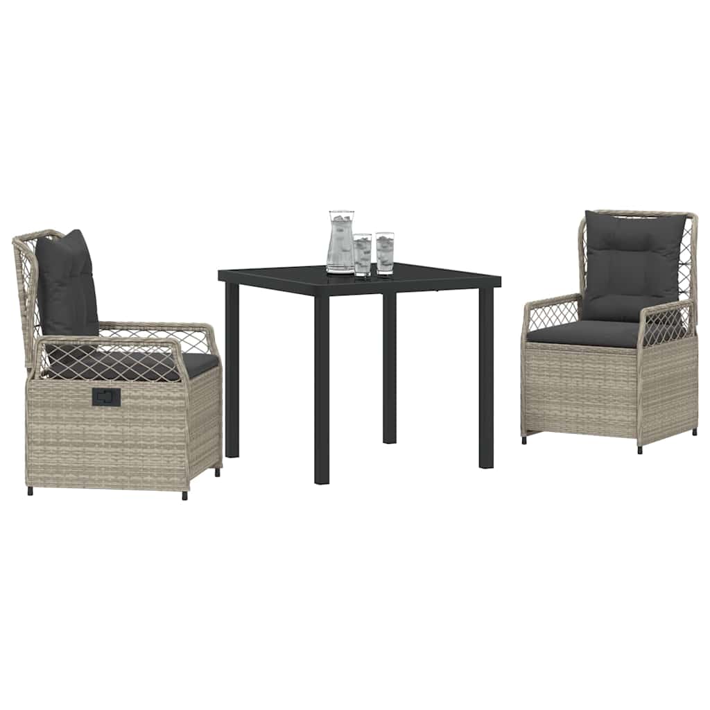 Have Spisebordssæt 3 pcs Lysegrå polyrattan