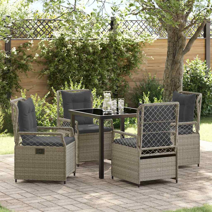 Have Spisebordssæt 5 pcs Lysegrå polyrattan