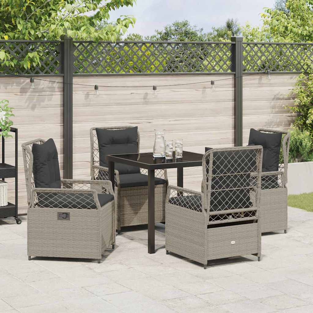 Have Spisebordssæt 5 pcs Lysegrå polyrattan