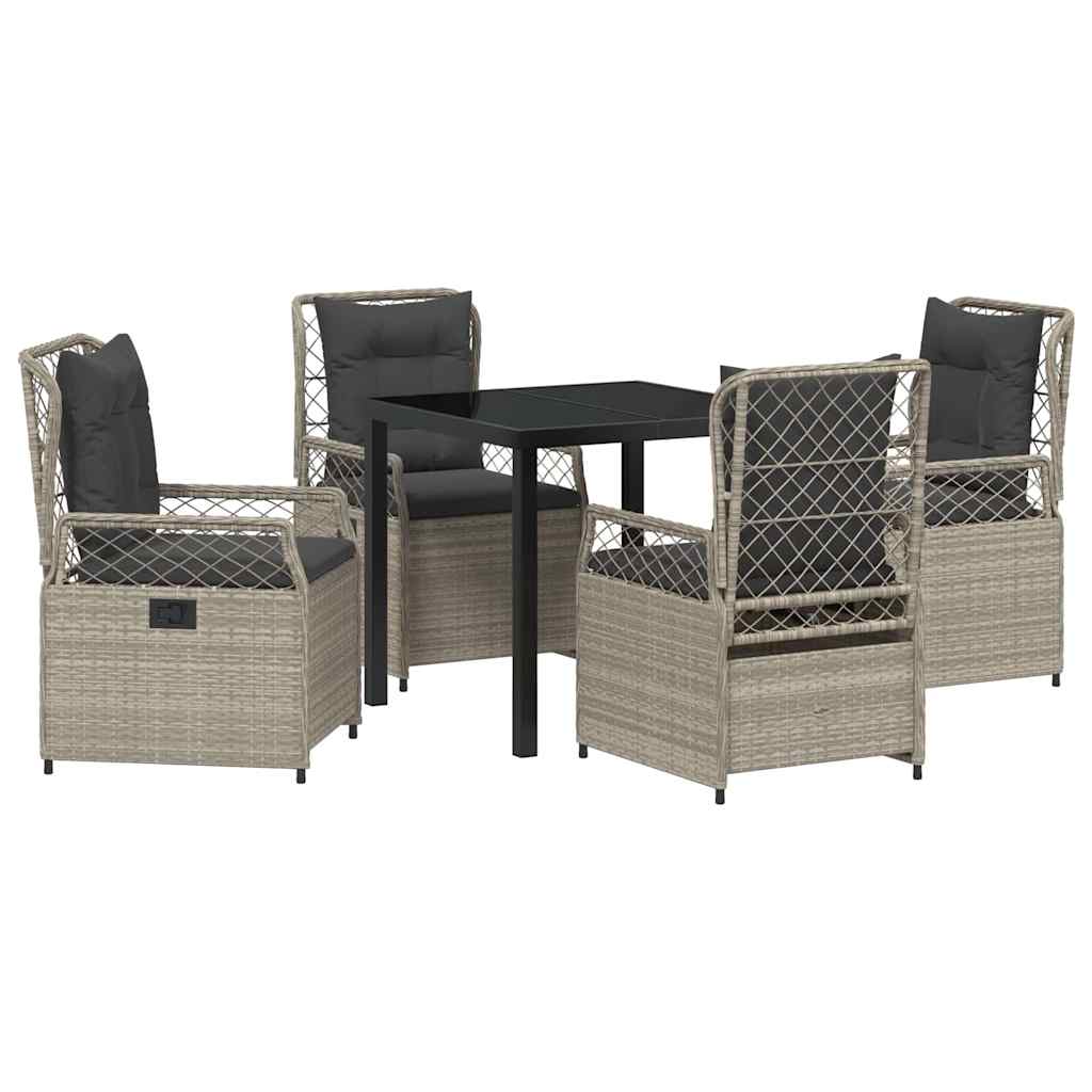 Have Spisebordssæt 5 pcs Lysegrå polyrattan