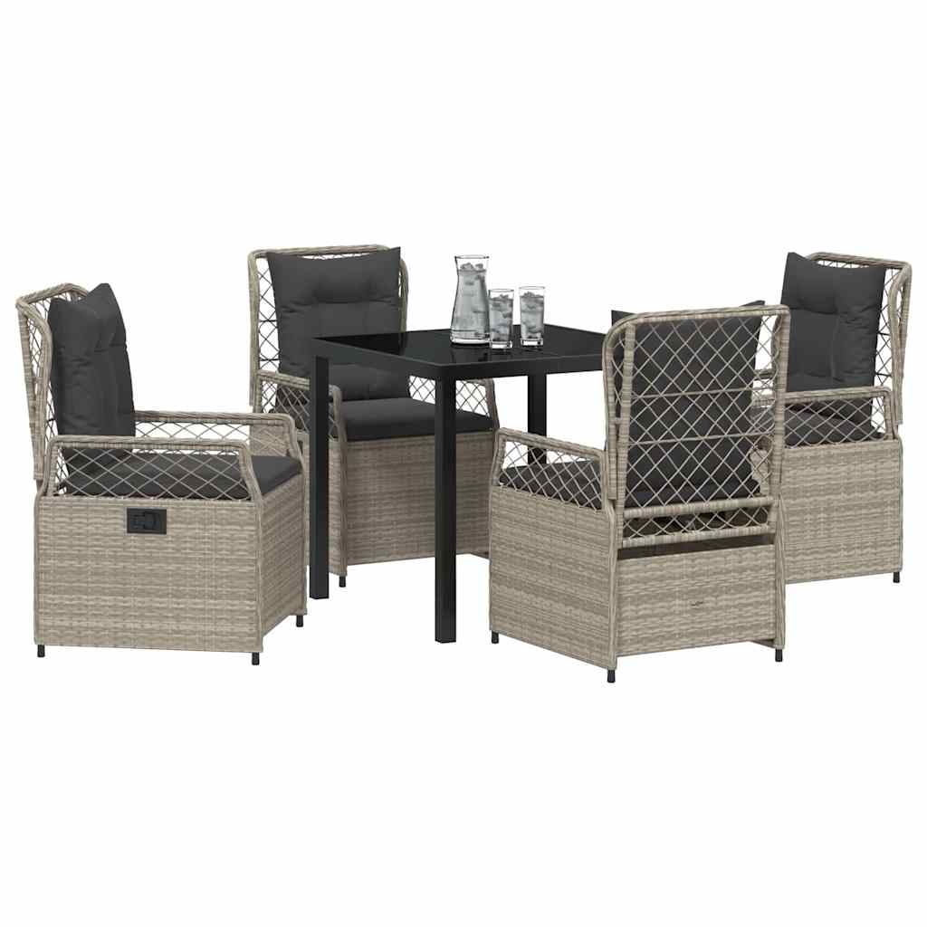 Have Spisebordssæt 5 pcs Lysegrå polyrattan