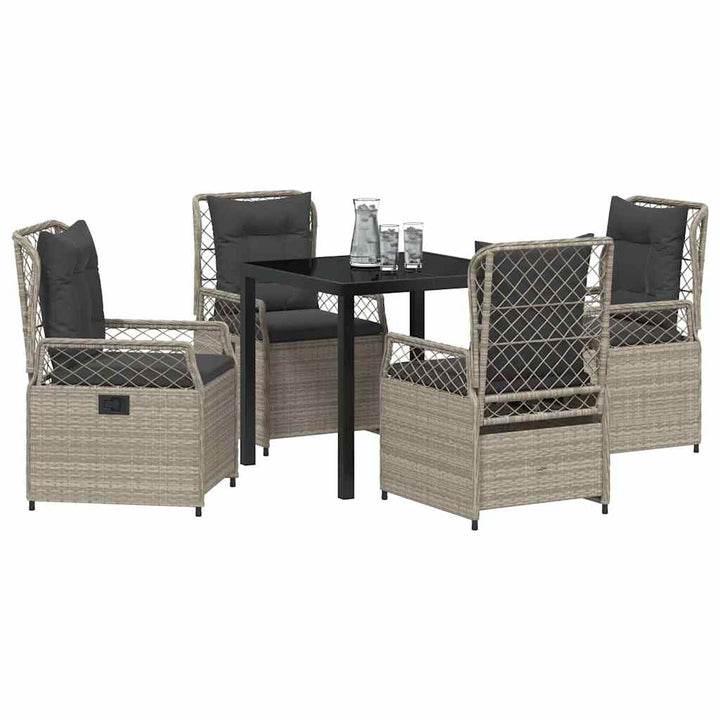 Have Spisebordssæt 5 pcs Lysegrå polyrattan