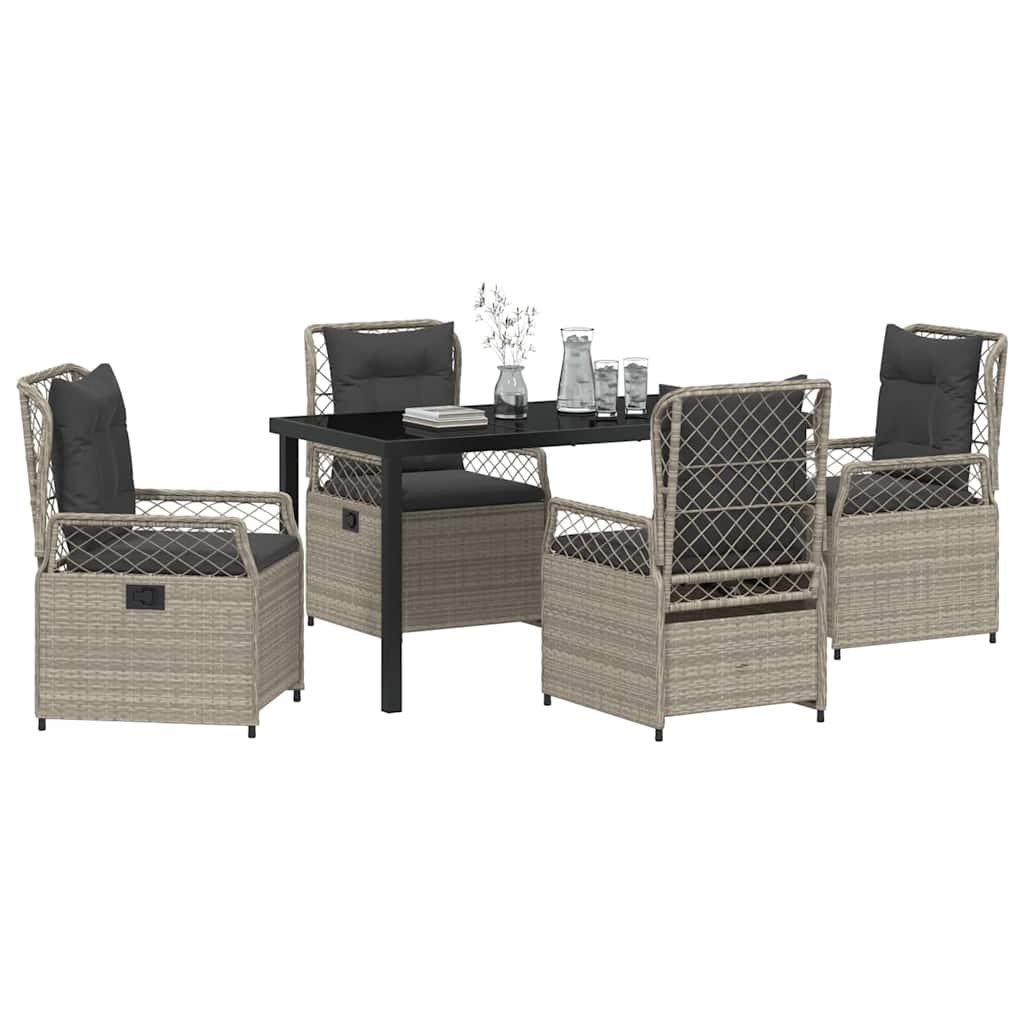 Have Spisebordssæt 5 pcs Lysegrå polyrattan