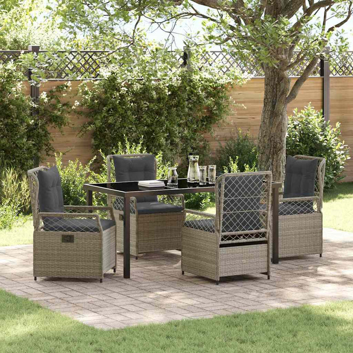Have Spisebordssæt 5 pcs Lysegrå polyrattan