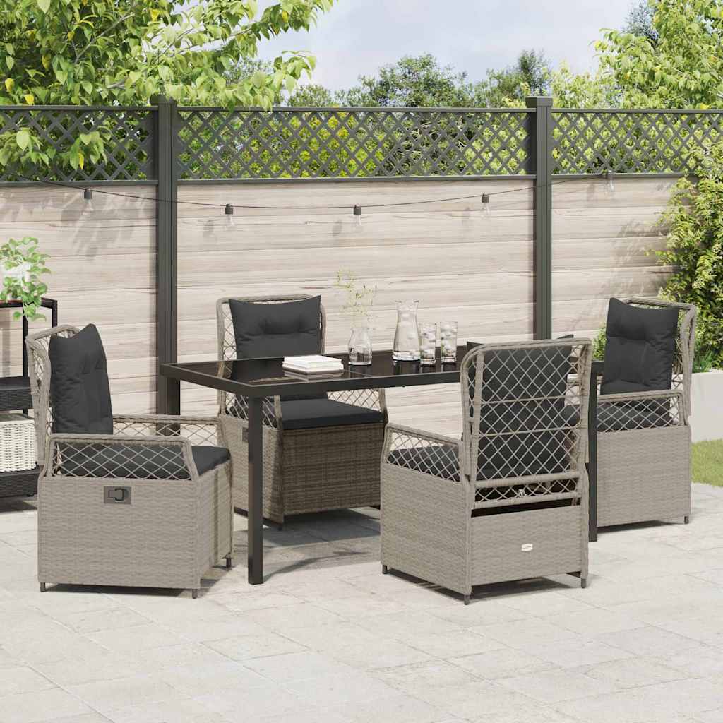 Have Spisebordssæt 5 pcs Lysegrå polyrattan
