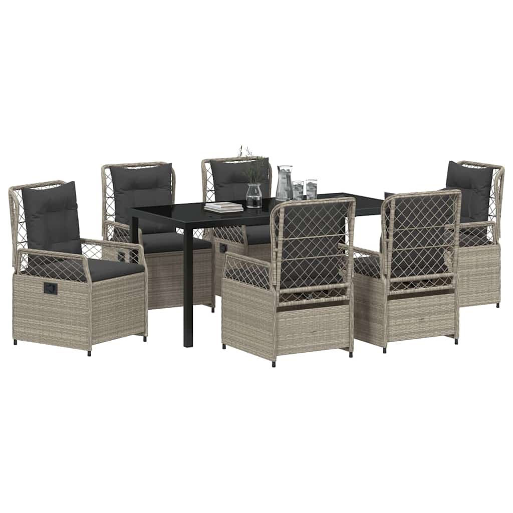 Have Spisebordssæt 7 pcs Lysegrå polyrattan