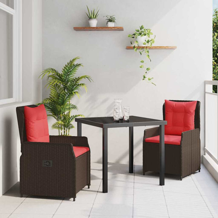 Have Spisebordssæt 3 pcs Brun Poly rattan