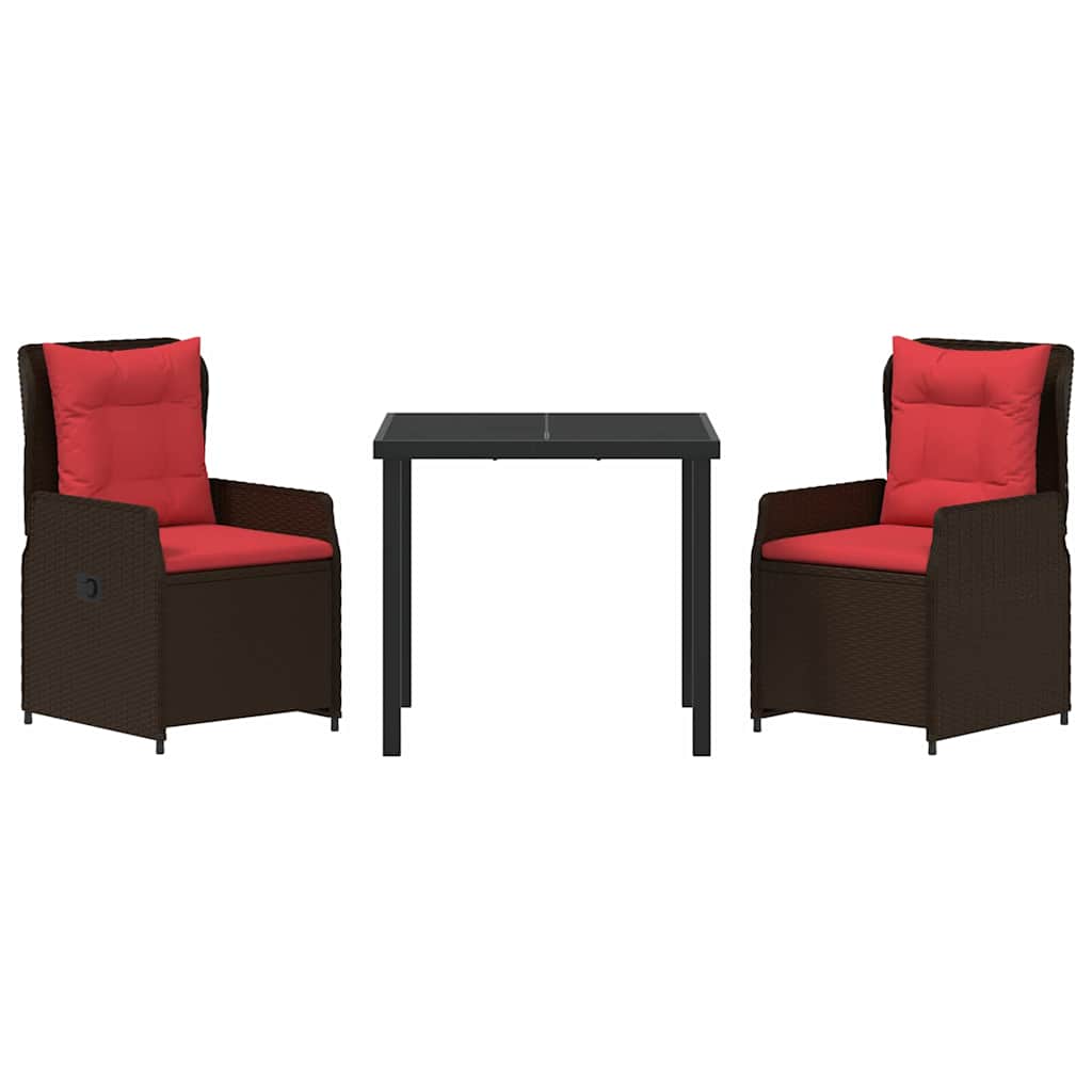 Have Spisebordssæt 3 pcs Brun Poly rattan
