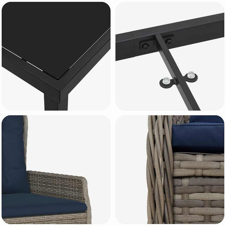 Have Spisebordssæt 3 pcs Grå Poly rattan