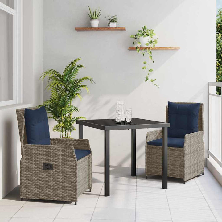 Have Spisebordssæt 3 pcs Grå Poly rattan