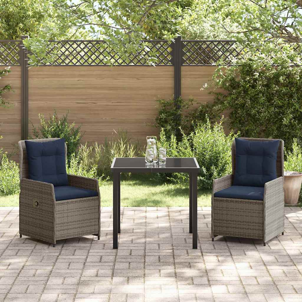Have Spisebordssæt 3 pcs Grå Poly rattan