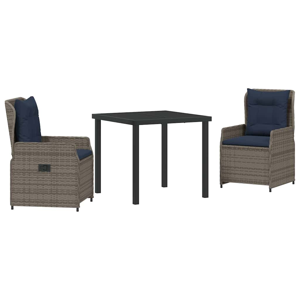 Have Spisebordssæt 3 pcs Grå Poly rattan