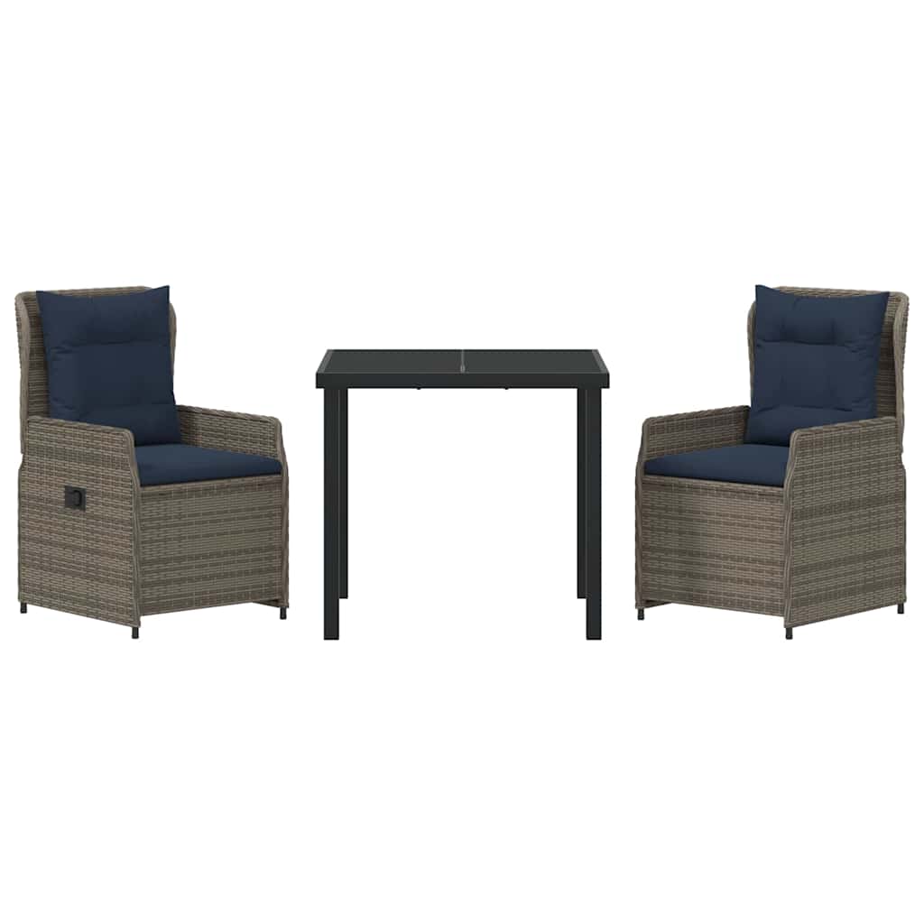 Have Spisebordssæt 3 pcs Grå Poly rattan