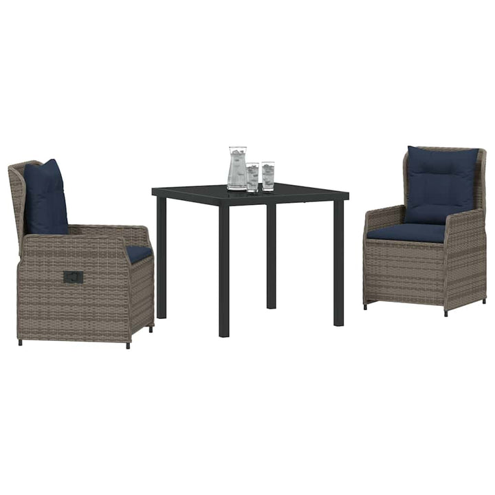 Have Spisebordssæt 3 pcs Grå Poly rattan