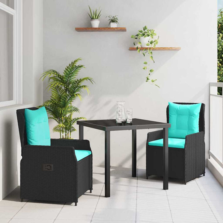 Have Spisebordssæt 3 pcs Sort Poly rattan
