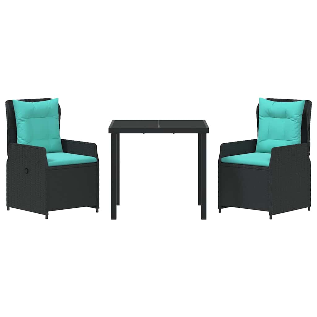 Have Spisebordssæt 3 pcs Sort Poly rattan