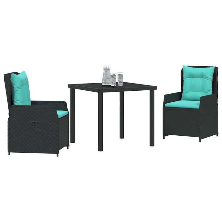 Have Spisebordssæt 3 pcs Sort Poly rattan