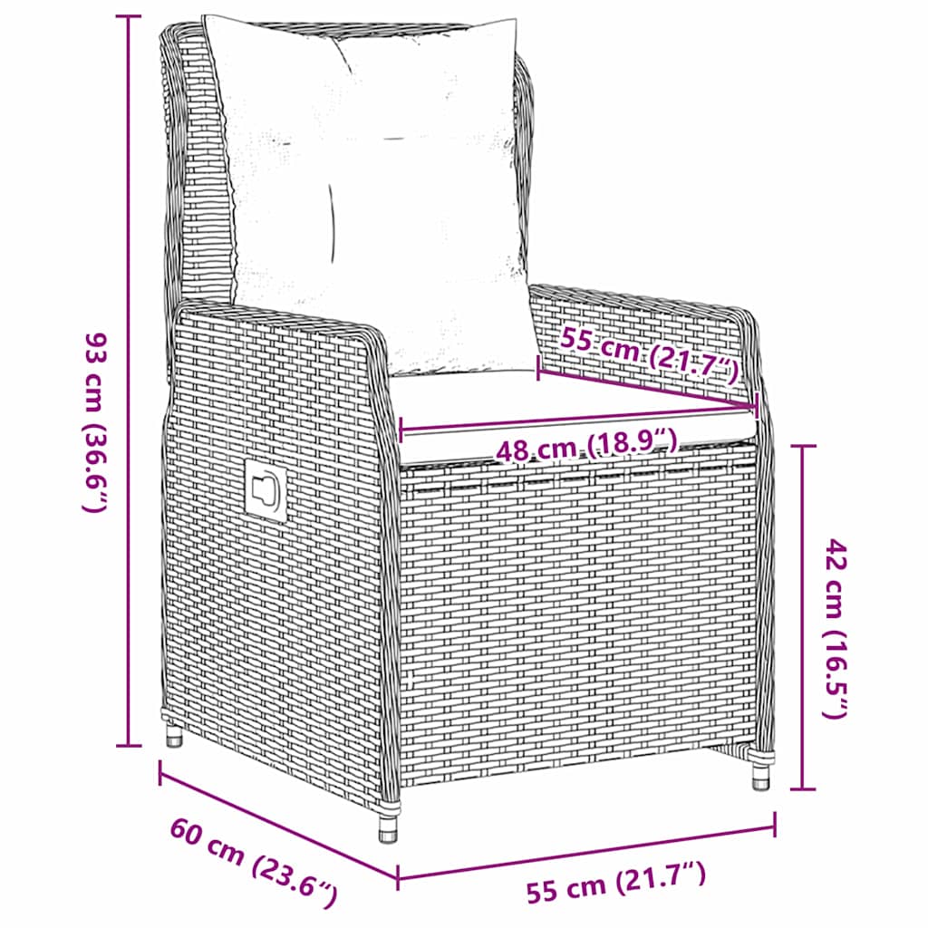 Have Spisebordssæt 3 pcs Sort Poly rattan