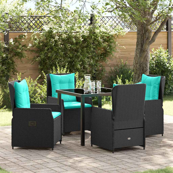 Have Spisebordssæt 5 pcs Sort Poly rattan