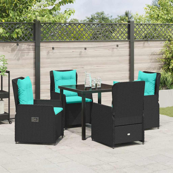 Have Spisebordssæt 5 pcs Sort Poly rattan