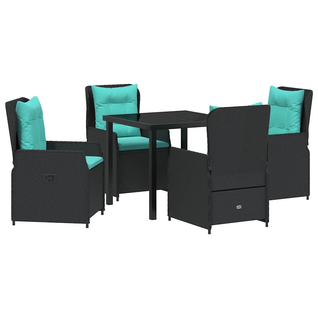Have Spisebordssæt 5 pcs Sort Poly rattan