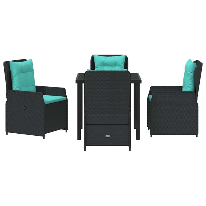 Have Spisebordssæt 5 pcs Sort Poly rattan