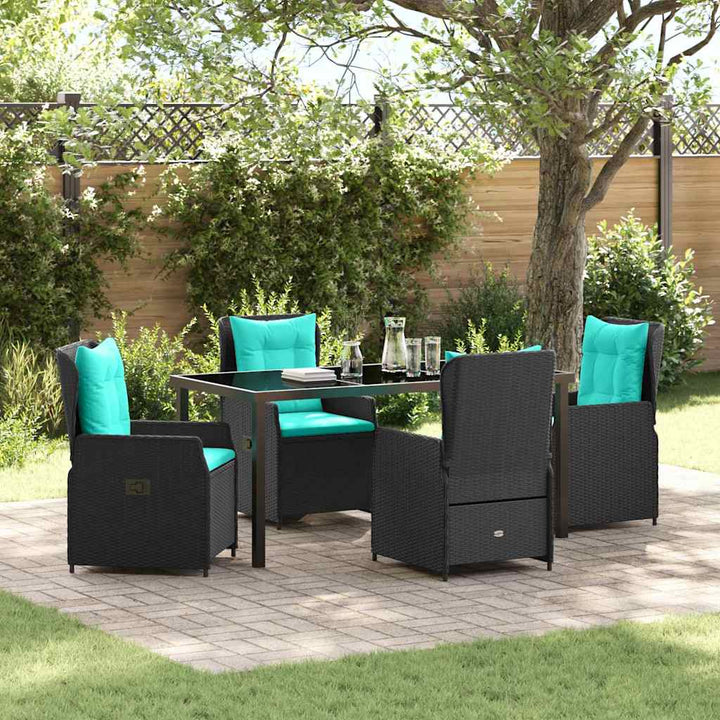 Have Spisebordssæt 5 pcs Sort Poly rattan