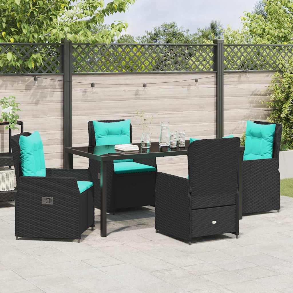 Have Spisebordssæt 5 pcs Sort Poly rattan