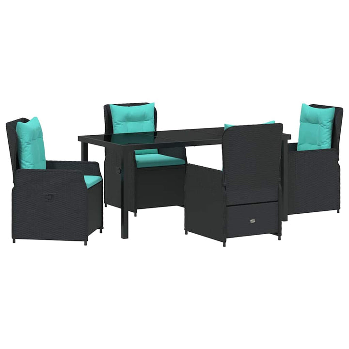 Have Spisebordssæt 5 pcs Sort Poly rattan