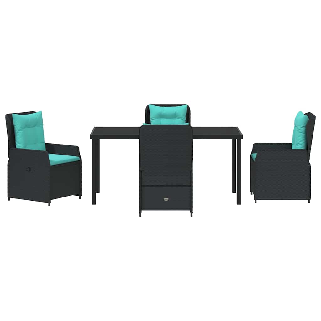 Have Spisebordssæt 5 pcs Sort Poly rattan