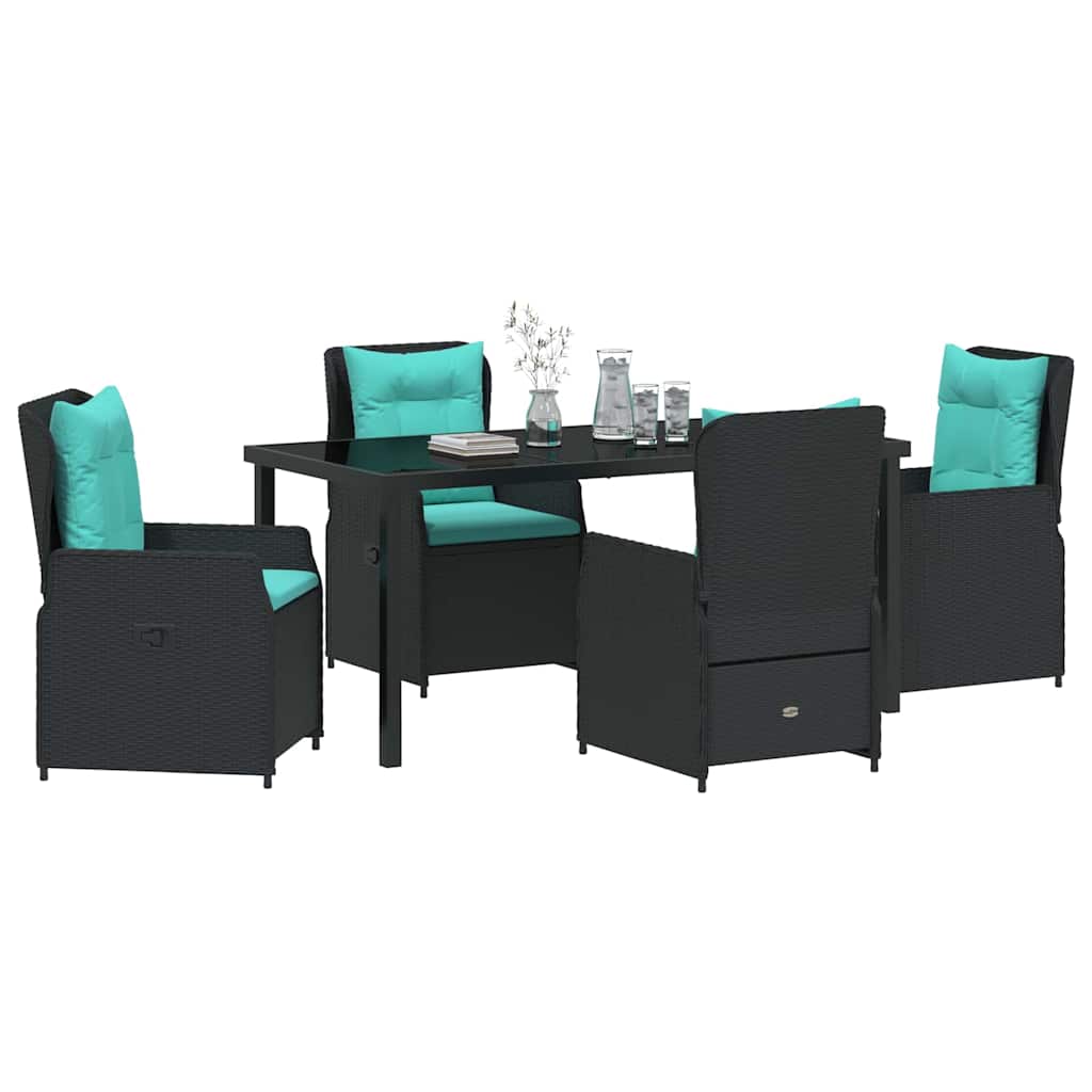 Have Spisebordssæt 5 pcs Sort Poly rattan