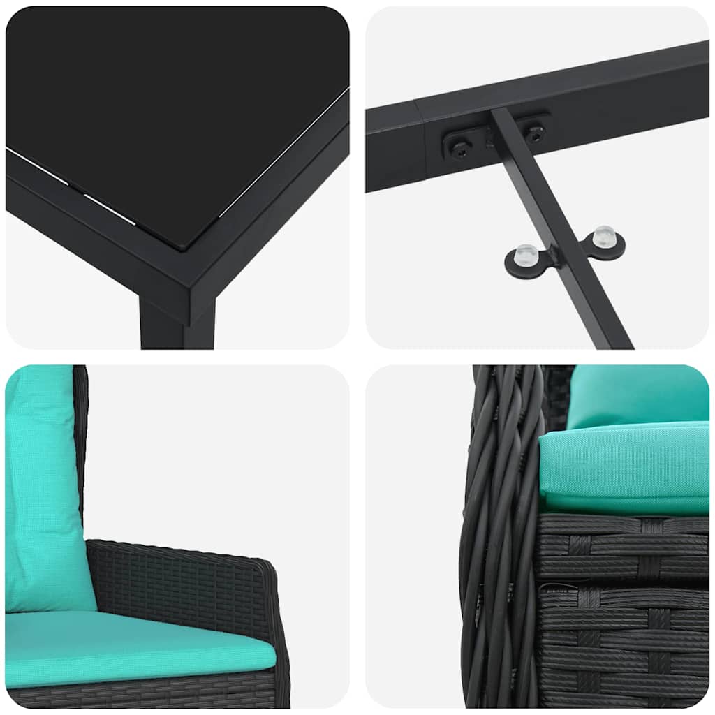 Have Spisebordssæt 7 pcs Sort Poly rattan